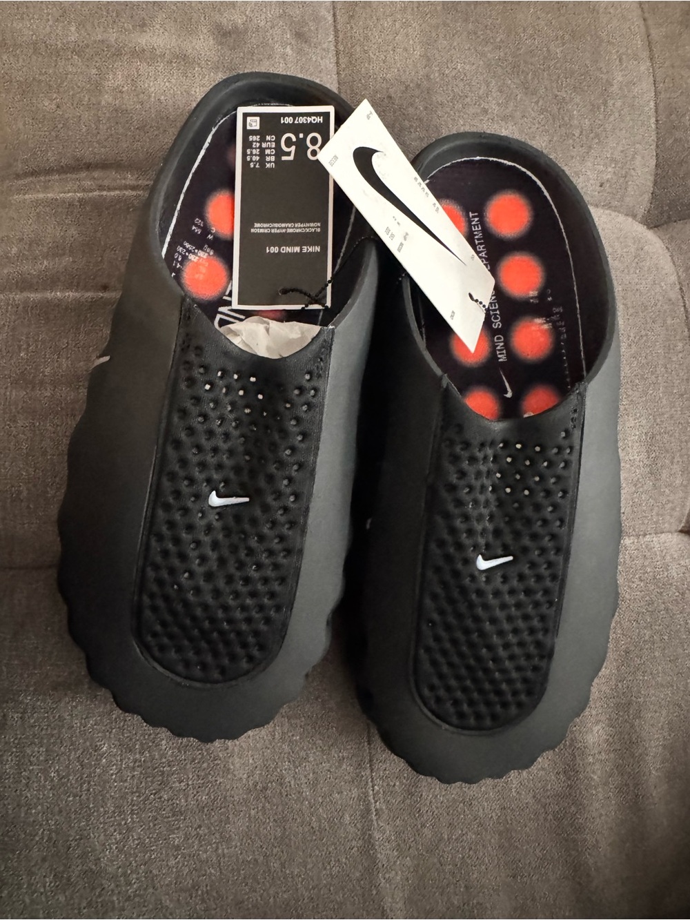 Nike MIND Men’s Black Slip-On Foam Clog with Red Footbed Accents